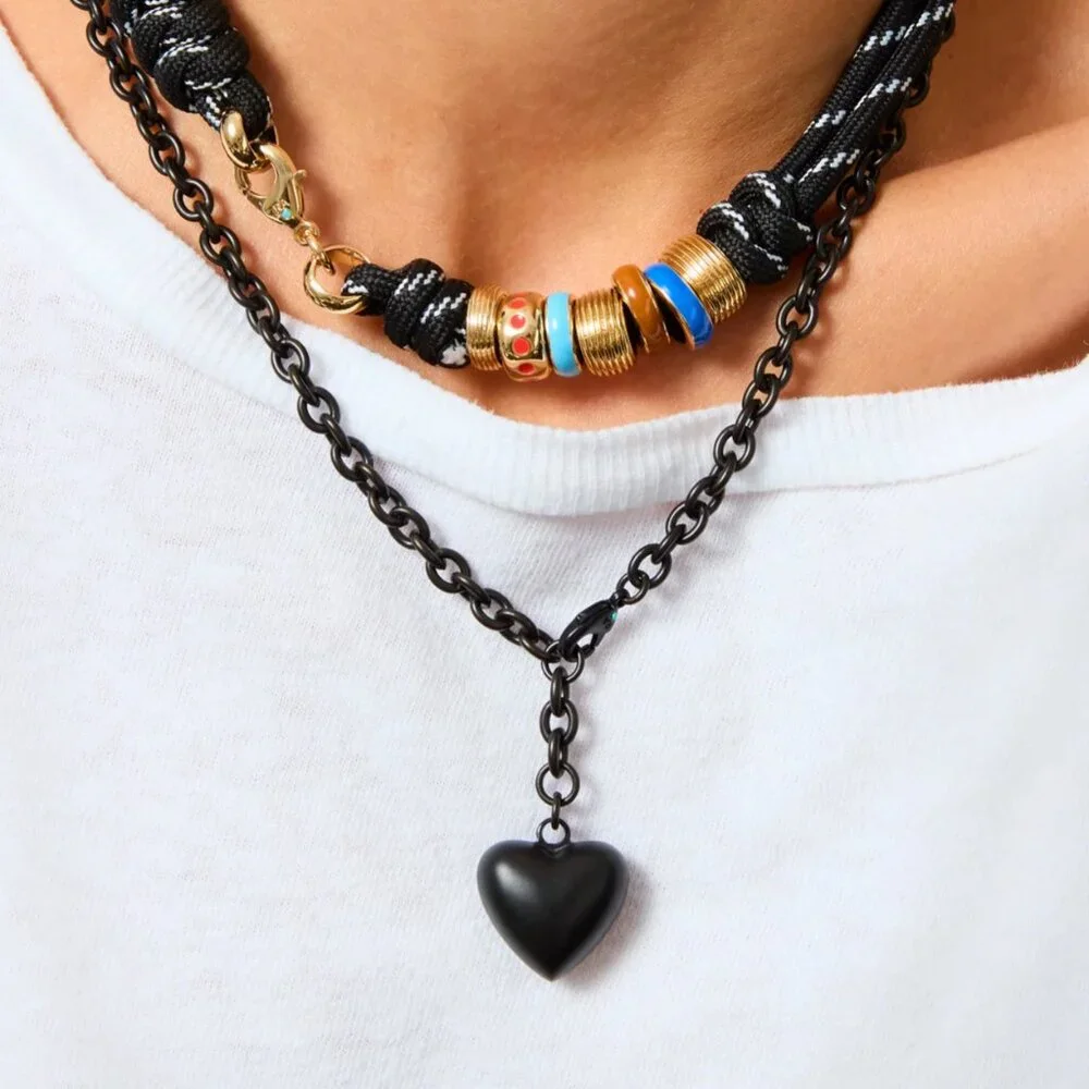Roxanne Assoulin The Mini Puffy Heart Necklace Black Noir